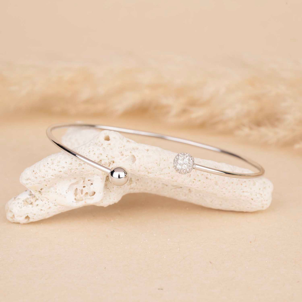 Silver CZ Ball Cuff