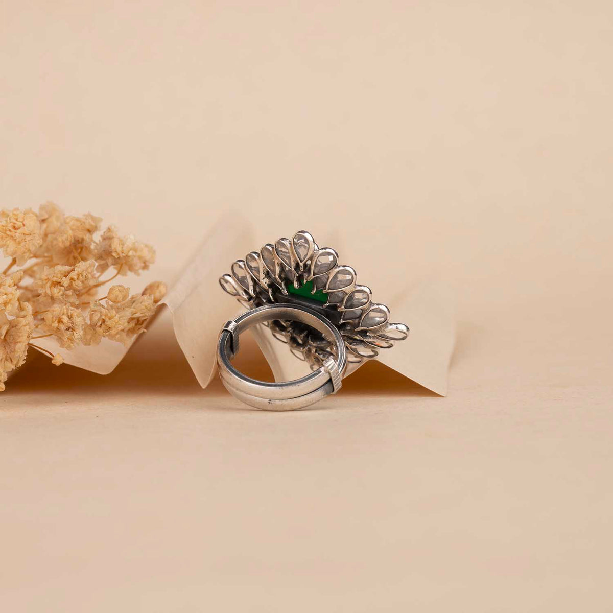 Silver Open Polki Ring