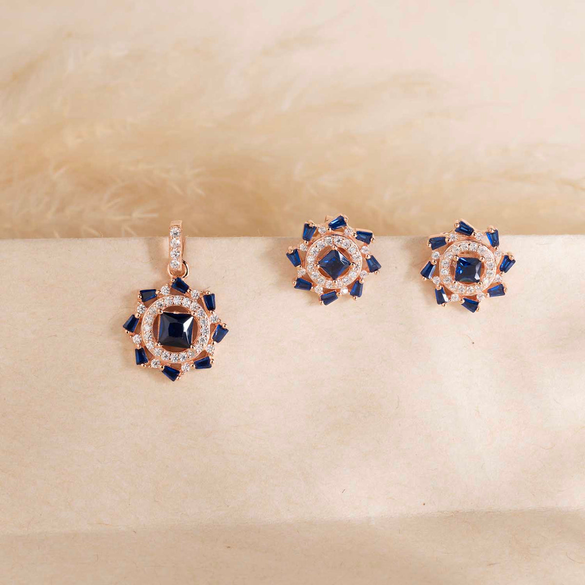 Rose Gold Pendant & Earrings Set