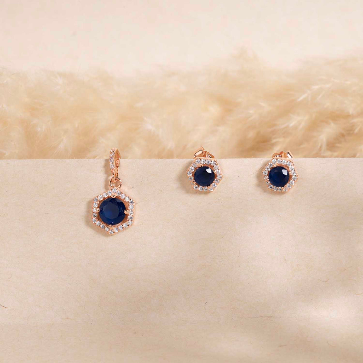 Rose Gold Pendant & Earrings Set