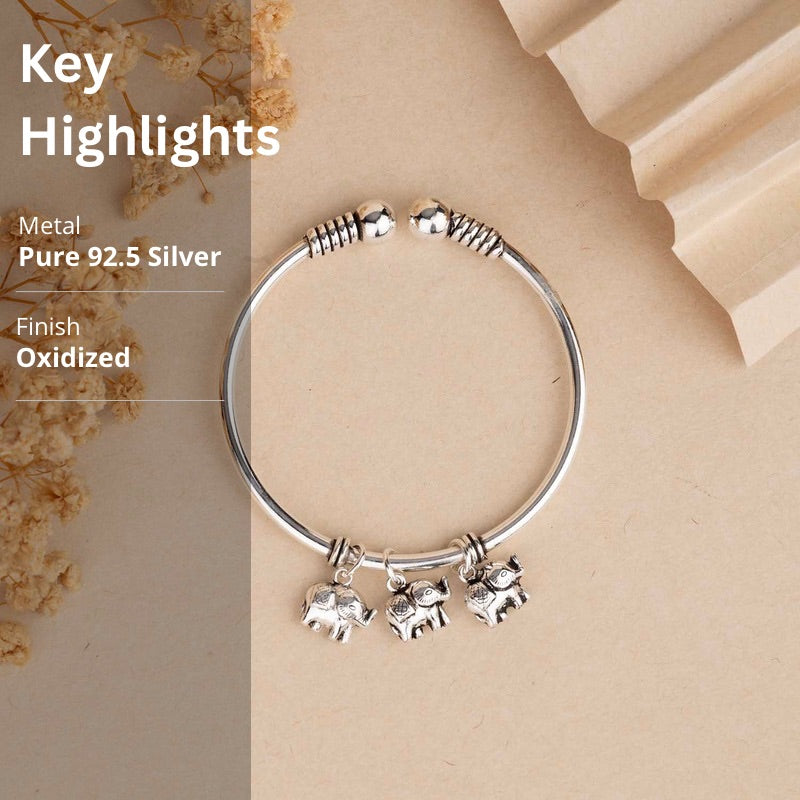 Silver Dangling Elephant Cuff