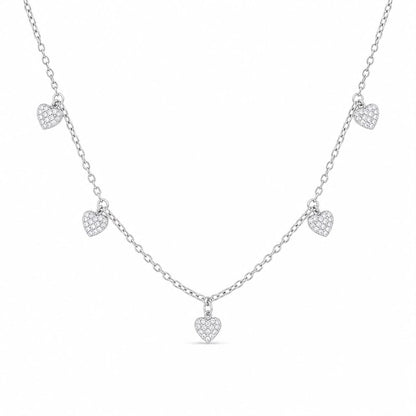 Silver Dangling Hearts Necklace