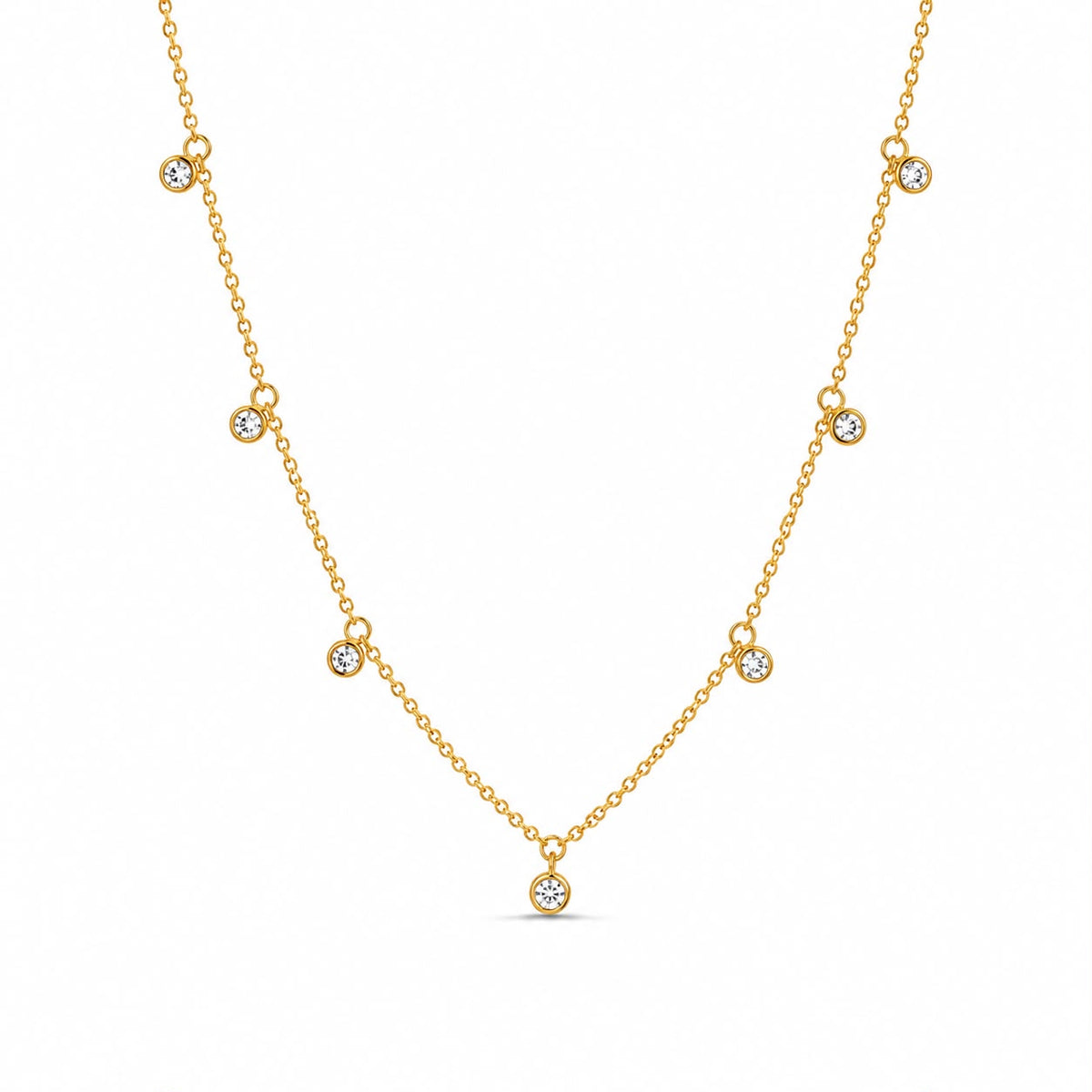Gold Dangling Stones Necklace