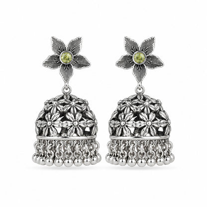 Silver Floral Jhumka
