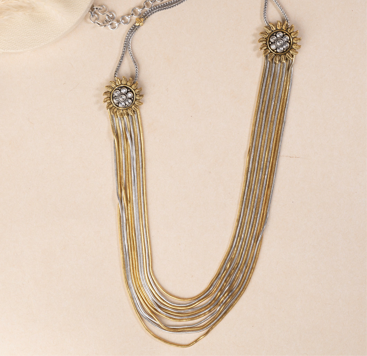 Two Tone Chains Silver Necklace
