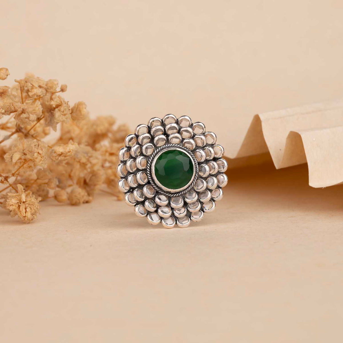 Silver Open Polki Ring