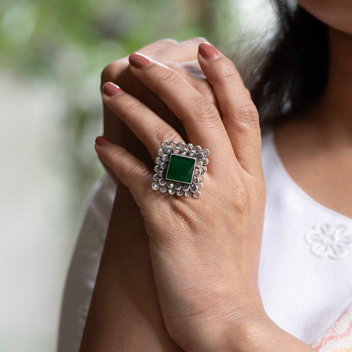 Silver Open Polki Ring