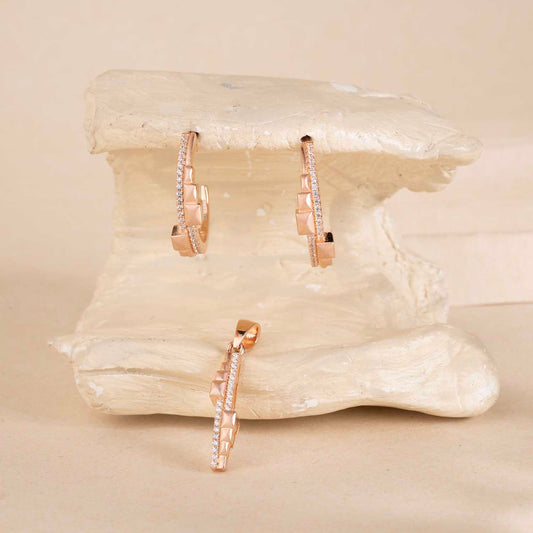 Rose Gold Pendant & Earrings Set
