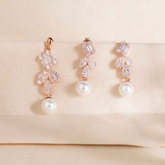 Rose Gold Pendant & Earrings Set