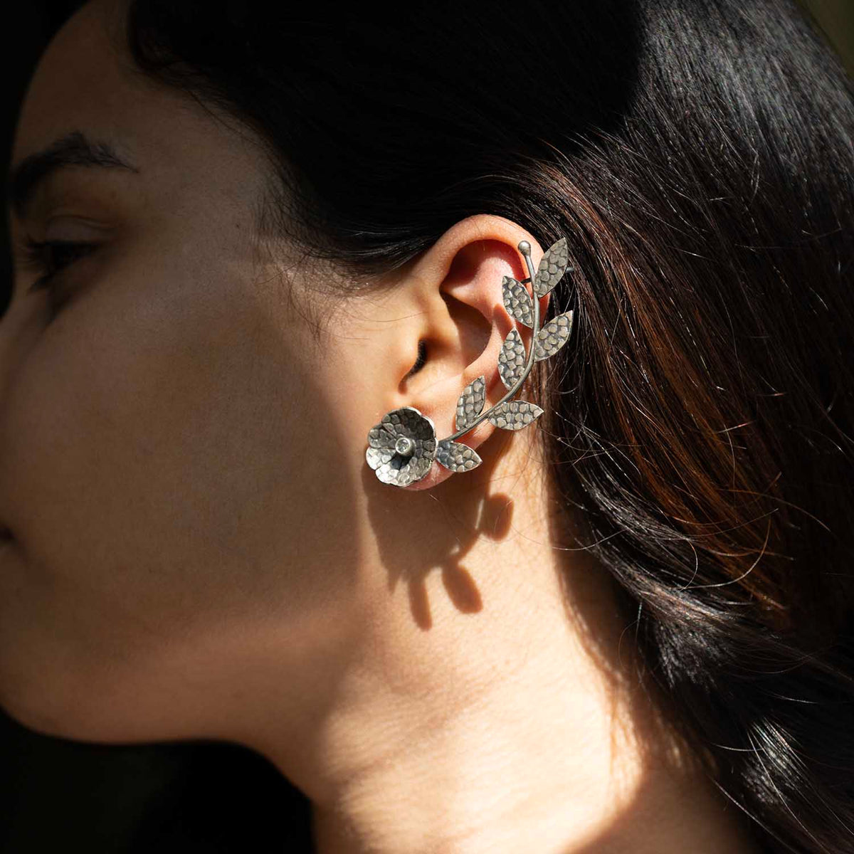 Oxidized Flower Earrings