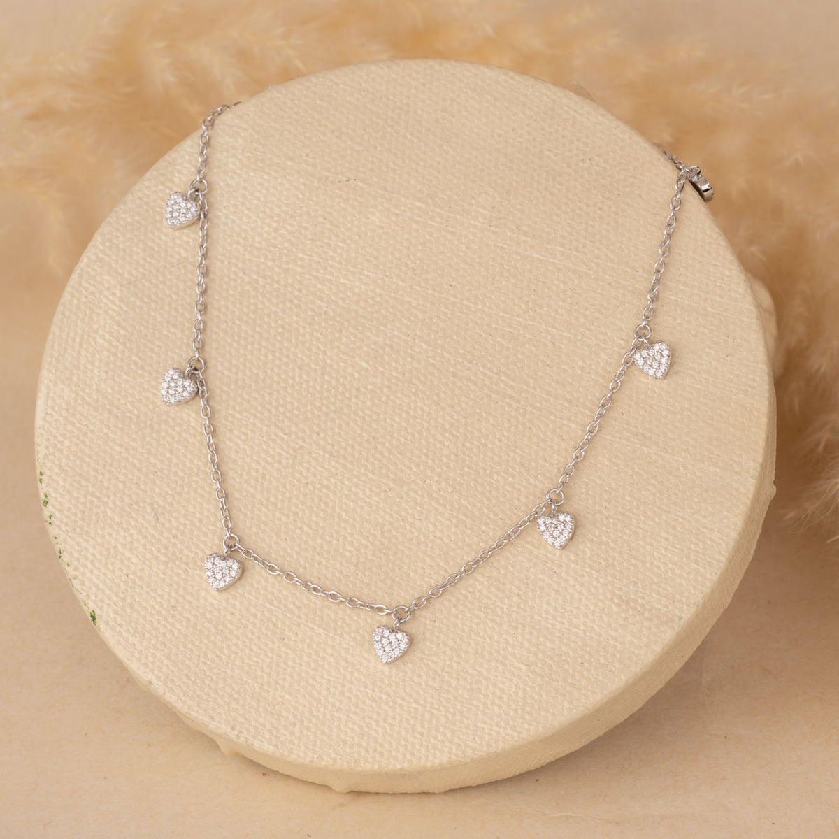 Silver Dangling Hearts Necklace