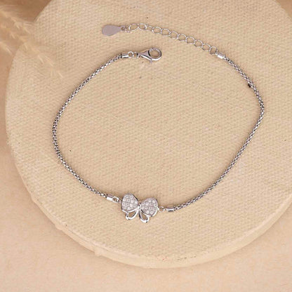CZ Bow Silver Bracelet