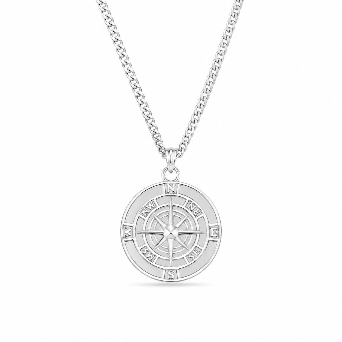 Silver Compass Necklace