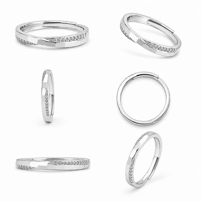 Minimal Silver CZ Adjustable Ring