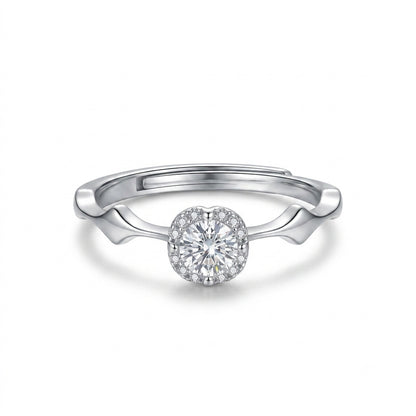 Silver Solitaire Adjustable Ring