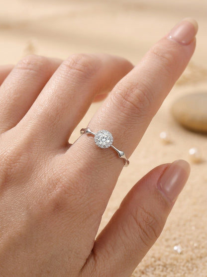 Silver Solitaire Adjustable Ring