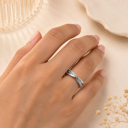 Silver CZ Adjustable Ring