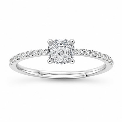 Silver Solitaire Adjustable Ring in 925 Sterling Silver