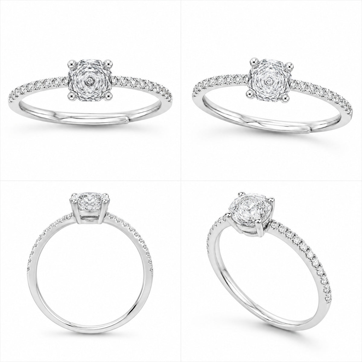 Silver Solitaire Adjustable Ring in 925 Sterling Silver