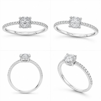 Silver Solitaire Adjustable Ring in 925 Sterling Silver