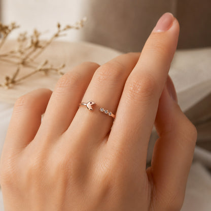 Rose Gold Fish Rings in 925 Sterling Silver