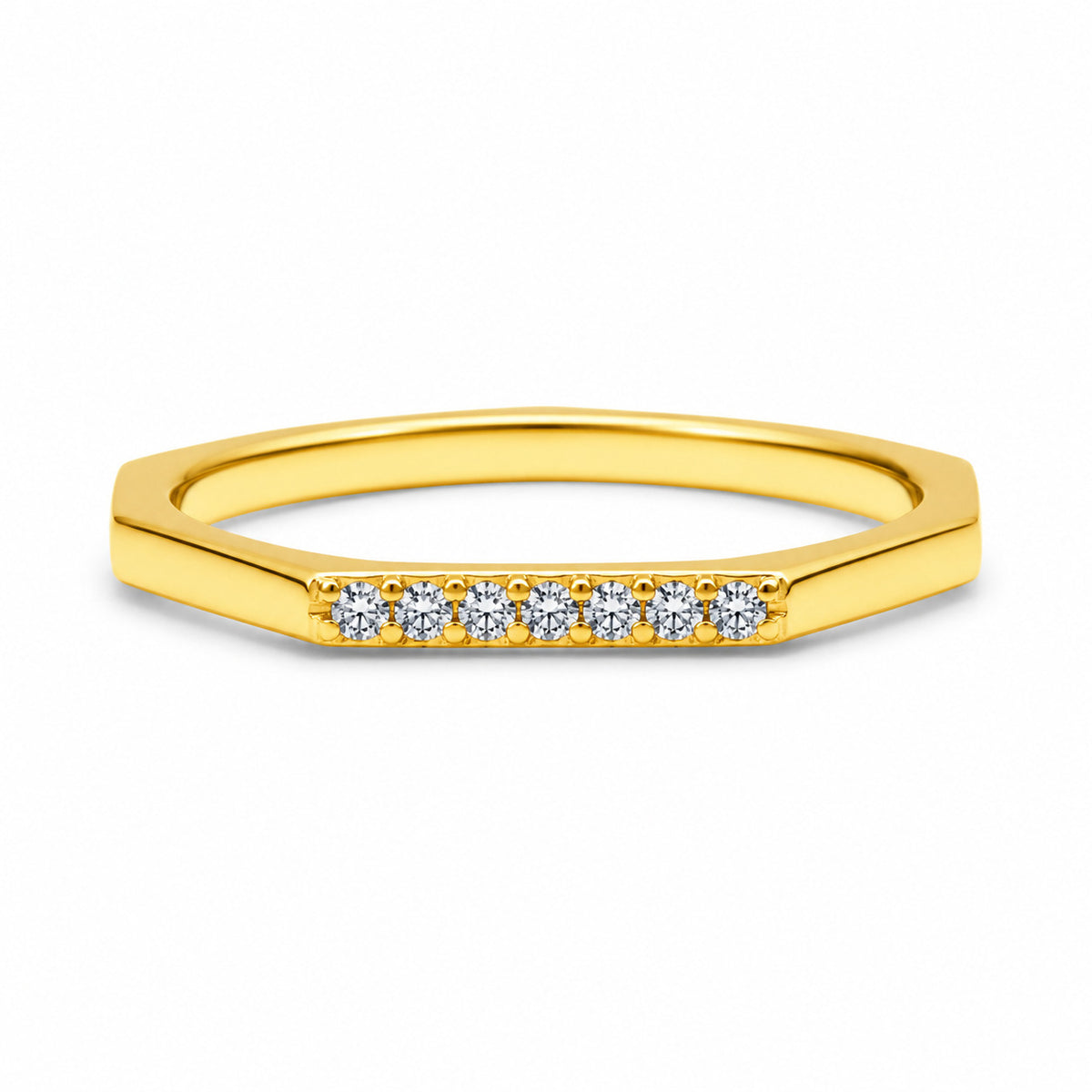 Minimal Hexagon Gold Rings in 925 Sterling Silver