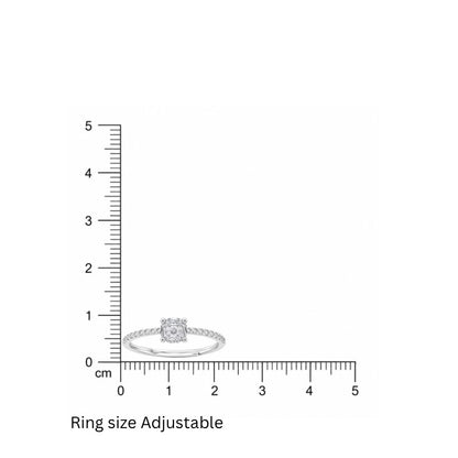 Silver Solitaire Adjustable Ring in 925 Sterling Silver