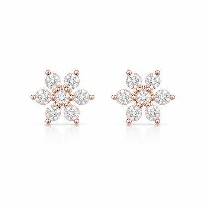 Floral CZ Stud Earrings in 925 Sterling Silver (Rose Gold Plated)