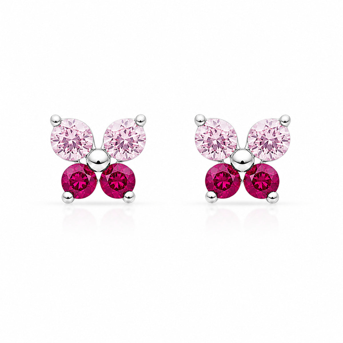 Pink Butterfly Stud Earrings in 925 Sterling Silver