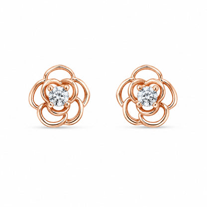 Rose Bloom CZ Stud Earrings in 925 Sterling Silver (Rose Gold Plated)