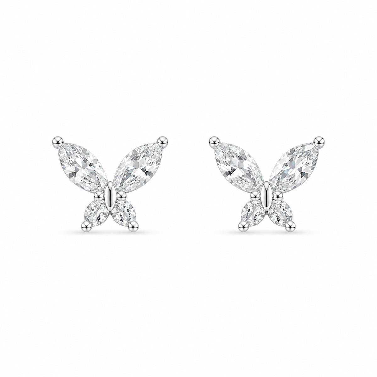 Butterfly CZ Stud Earrings in 925 Sterling Silver