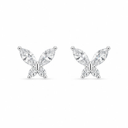 Butterfly CZ Stud Earrings in 925 Sterling Silver