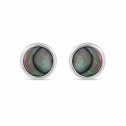 Abalone Shell Round Stud Earrings in 925 Sterling Silver