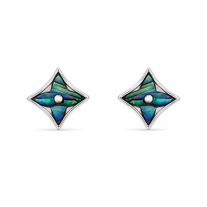 Abalone Shell Star Stud Earrings in 925 Sterling Silver