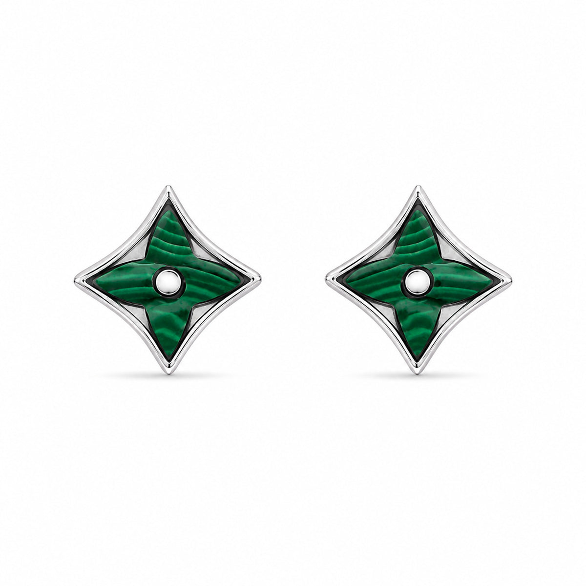 Malachite Star Stud Earrings in 925 Sterling Silver