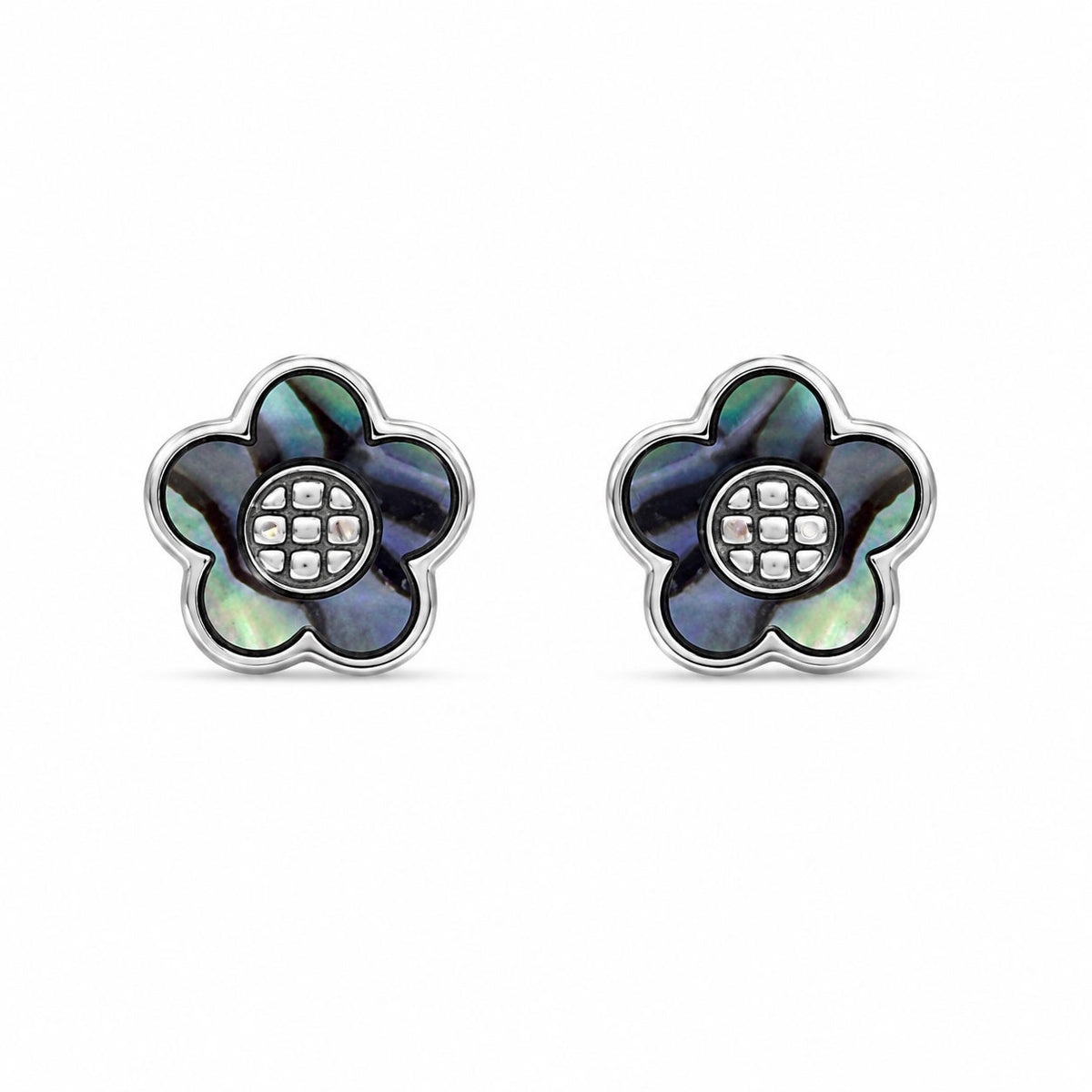 Abalone Flower Stud Earrings in 925 Sterling Silver