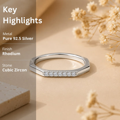Minimal Hexagon Silver Rings in 925 Sterling Silver