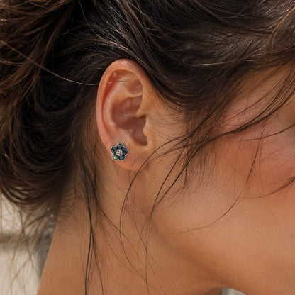 Abalone Flower Stud Earrings in 925 Sterling Silver