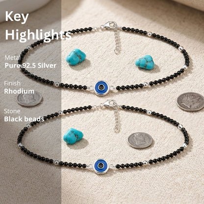 Evil Eye Anklet in 925 Sterling Silver