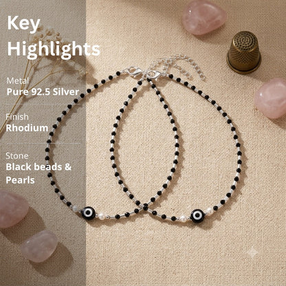 Evil Eye Anklet in 925 Sterling Silver