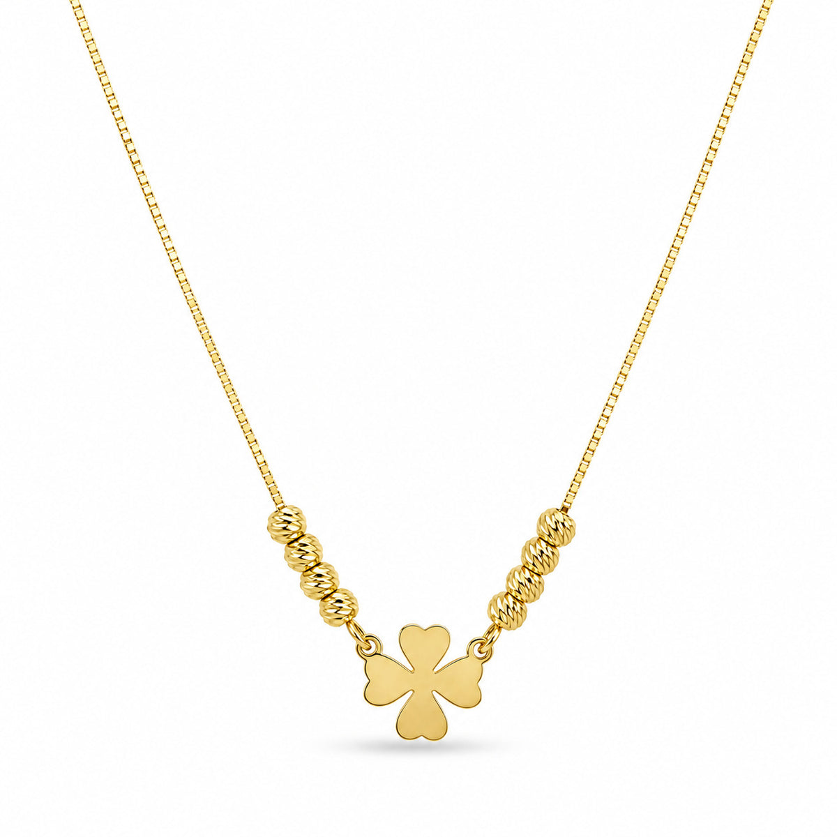 Lucky Clover Beaded Necklace in 925 Sterling Silver (Gold Plated)