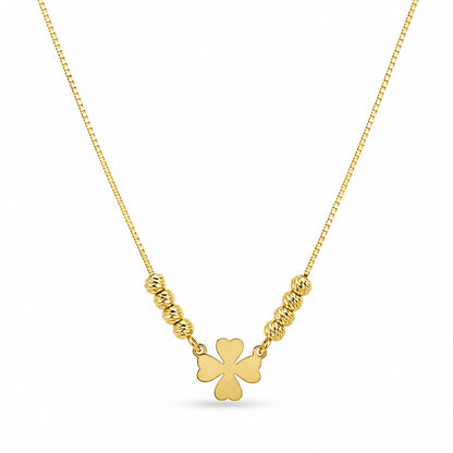 Lucky Clover Beaded Necklace in 925 Sterling Silver (Gold Plated)