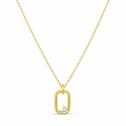 Celeste Solitaire Pendant Necklace in 925 Sterling Silver (Gold Plated)