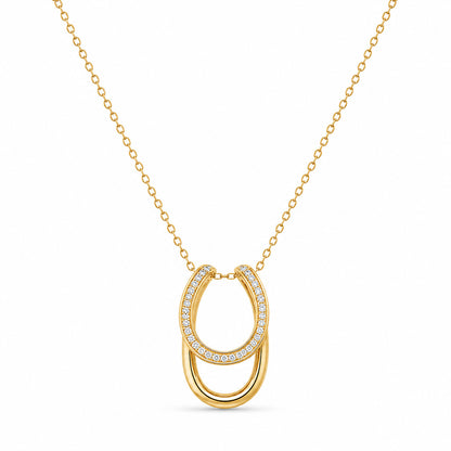 Interlock Halo Necklace in 925 Sterling Silver (Gold Plated)