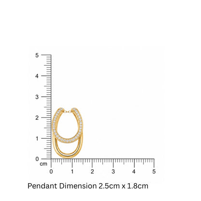 Interlock Halo Necklace in 925 Sterling Silver (Gold Plated)