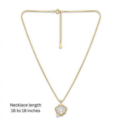 Golden Shell Pearl Necklace in 925 Sterling Silver