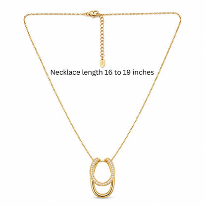Interlock Halo Necklace in 925 Sterling Silver (Gold Plated)