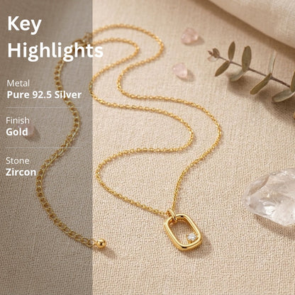 Celeste Solitaire Pendant Necklace in 925 Sterling Silver (Gold Plated)