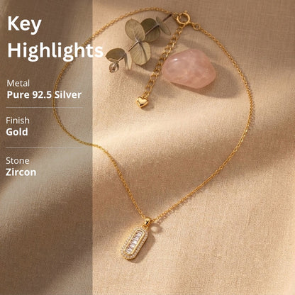Regal Baguette CZ Necklace in 925 Sterling Silver (Gold Plated)