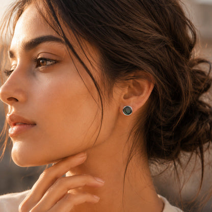 Abalone Shell Round Stud Earrings in 925 Sterling Silver